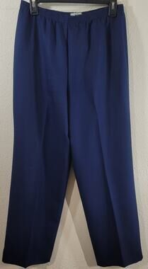 Solos By Koret Blue Flat Front Pull On Dress Pants 14 Lightweight Soft Stretchy